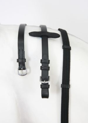 Dobert Web Reins Black with Hand Stops and Buckles Inv 6179